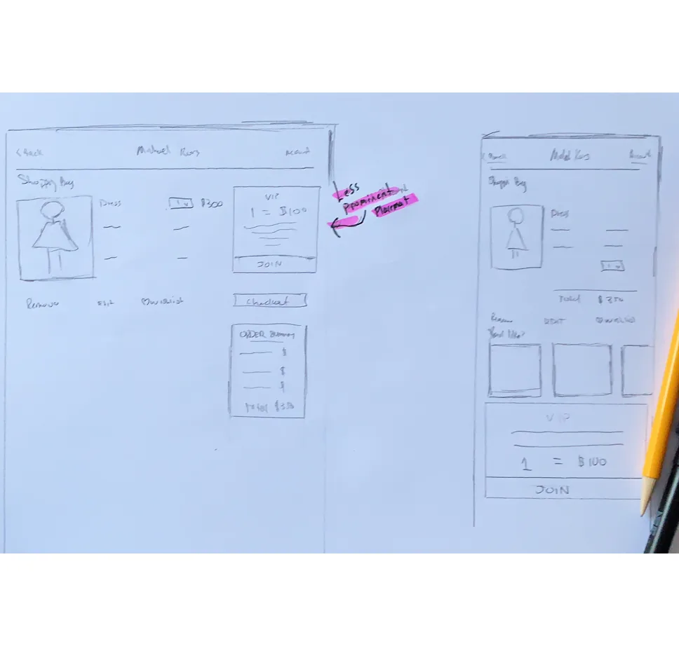 Sketch of version 2: a less prominent loyalty placement on desktop and mobile